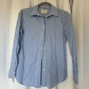 JCrew Blue Striped Slim Fit Cotton Poplin Shirt